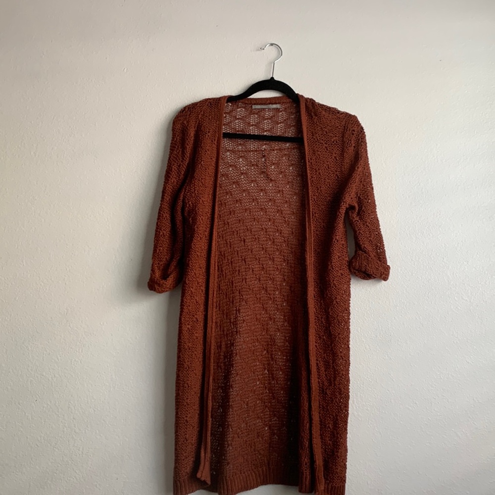 Rubbish medium burnt orange folded sleeves long cardigan